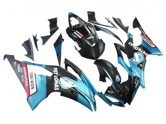 Billige Yamaha YZF 600 R6 Motorrad Verkleidung 2008-2016 - Hellblau Matt Schwarz Petronas ENEOS