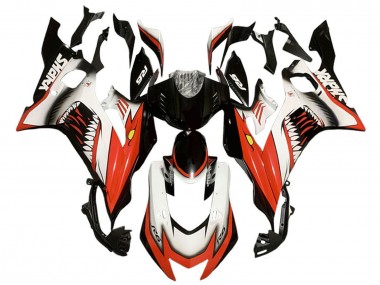 Billige Yamaha YZF 600 R6 Motorrad Verkleidung 2017-2025 - Weiss Rot Schwarz Hai