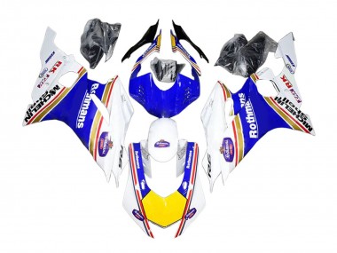 Billige Yamaha YZF 600 R6 Motorrad Verkleidung 2017-2025 - Weiss Blau Gelb Rothmans