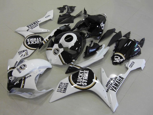 Billige Yamaha YZF R1 Motorrad Verkleidung 2007-2008 - Weiss Schwarz Lucky Strike