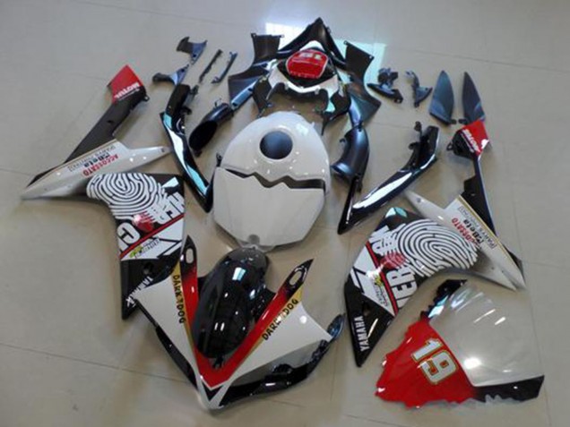 Billige Yamaha YZF R1 Motorrad Verkleidung 2007-2008 - Weiss Rot Schwarz Gelb Dunkel Dog