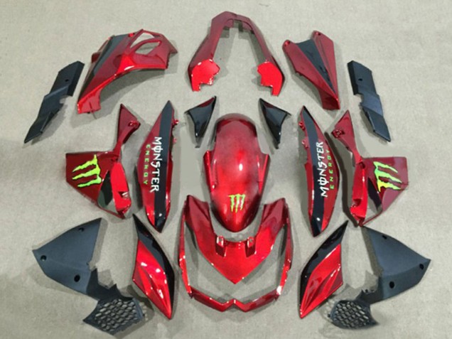 Billige Kawasaki Z1000 Motorrad Verkleidung 2010-2013 - Rot Glanzendes Schwarz Grun Monster