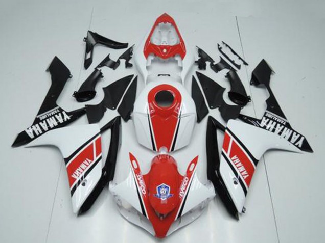 Billige Yamaha YZF R1 Motorrad Verkleidung 2007-2008 - Weiss Rot Glanzendes Schwarz