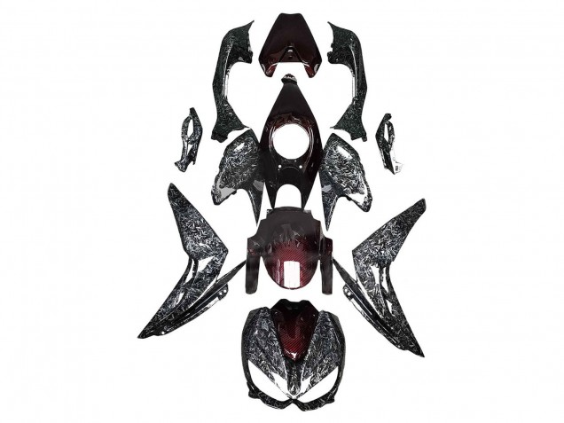 Billige Kawasaki Z1000 Motorrad Verkleidung 2014-2019 - Schwarz Rot Geometrisch