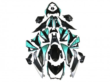 Billige Kawasaki Z1000 Motorrad Verkleidung 2014-2019 - Hellblau Glanzendes Schwarz Silber