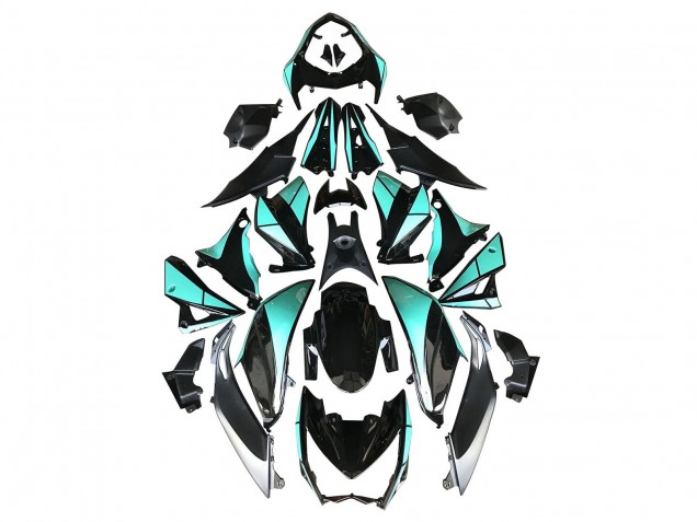 Billige Kawasaki Z1000 Motorrad Verkleidung 2014-2019 - Hellblau Glanzendes Schwarz Silber