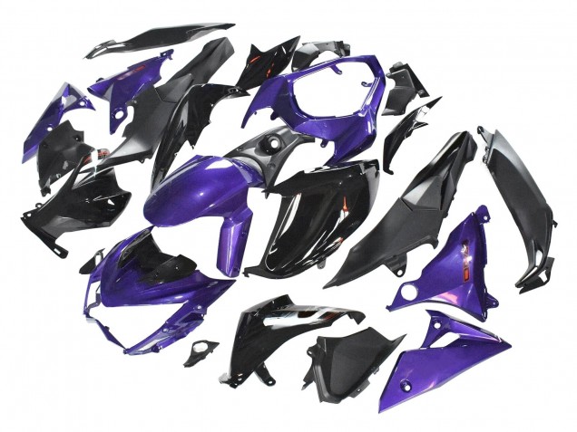 Billige Kawasaki Z1000 Motorrad Verkleidung 2014-2019 - Lila Glanzendes Schwarz Matt Schwarz