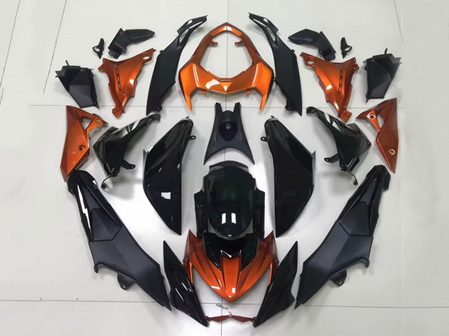 Billige Kawasaki Z1000 Motorrad Verkleidung 2014-2019 - Orange Glanzendes Schwarz Matt Schwarz