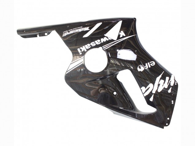 Billige Kawasaki ZX12R Motorrad Verkleidung 2000-2001 - Glanzendes Schwarz Weiss Elf Schnee