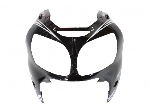 Billige Kawasaki ZX12R Motorrad Verkleidung 2000-2001 - Glanzendes Schwarz Weiss Elf Schnee