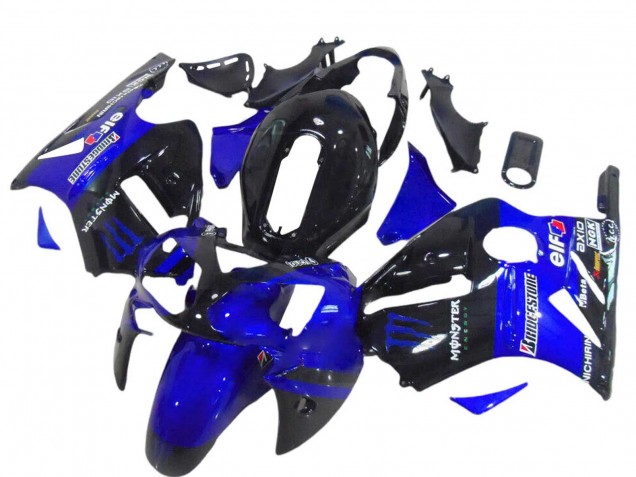 Billige Kawasaki ZX12R Motorrad Verkleidung 2000-2001 - Glanzendes Schwarz Blau Monster