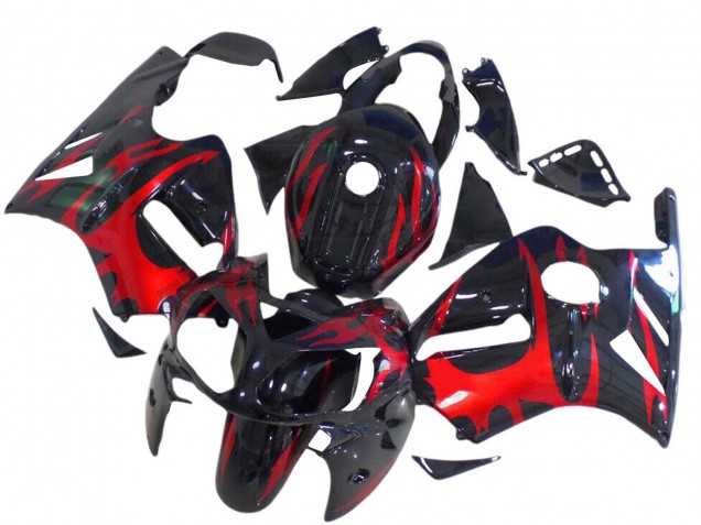 Billige Kawasaki ZX12R Motorrad Verkleidung 2000-2001 - Glanzendes Schwarz Rot