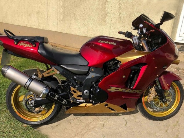 Billige Kawasaki ZX12R Motorrad Verkleidung 2000-2001 - Rot Gold