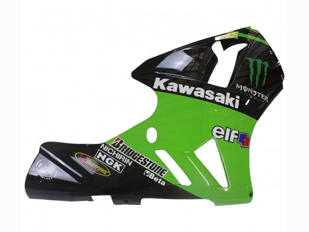Billige Kawasaki ZX12R Motorrad Verkleidung 2002-2006 - Grun Glanzendes Schwarz Elf Touch4 Monster