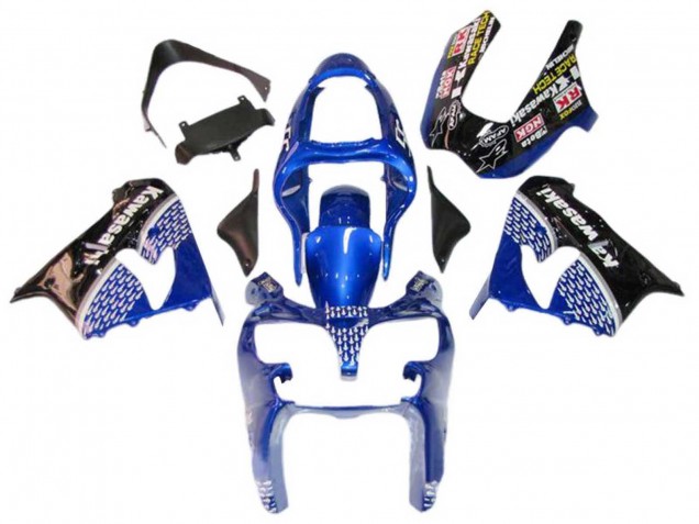 Billige Kawasaki ZX9R Motorrad Verkleidung 2000-2001 - Blau Weiss Glanzendes Schwarz