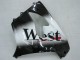 Billige Kawasaki ZX9R Motorrad Verkleidung 2000-2001 - Glanzendes Schwarz Weiss West