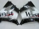 Billige Kawasaki ZX9R Motorrad Verkleidung 2000-2001 - Glanzendes Schwarz Weiss West
