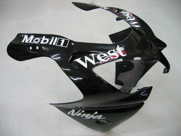 Billige Kawasaki ZX9R Motorrad Verkleidung 2000-2001 - Glanzendes Schwarz Weiss West