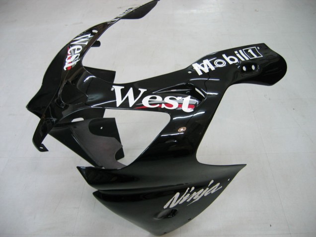 Billige Kawasaki ZX9R Motorrad Verkleidung 2000-2001 - Glanzendes Schwarz Weiss West