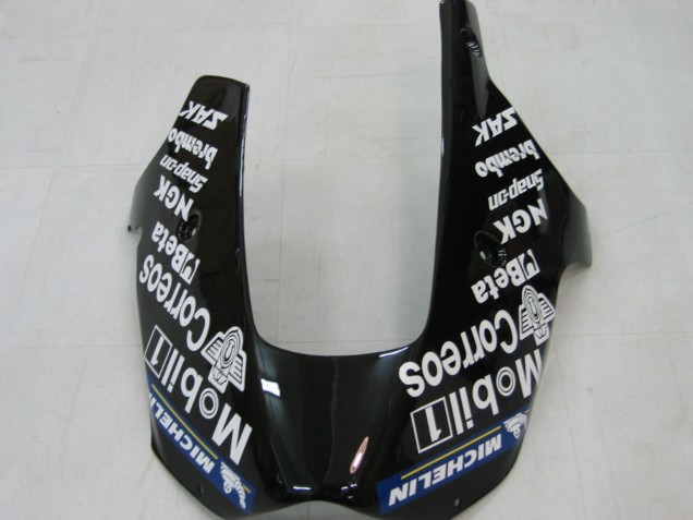 Billige Kawasaki ZX9R Motorrad Verkleidung 2000-2001 - Glanzendes Schwarz Weiss West