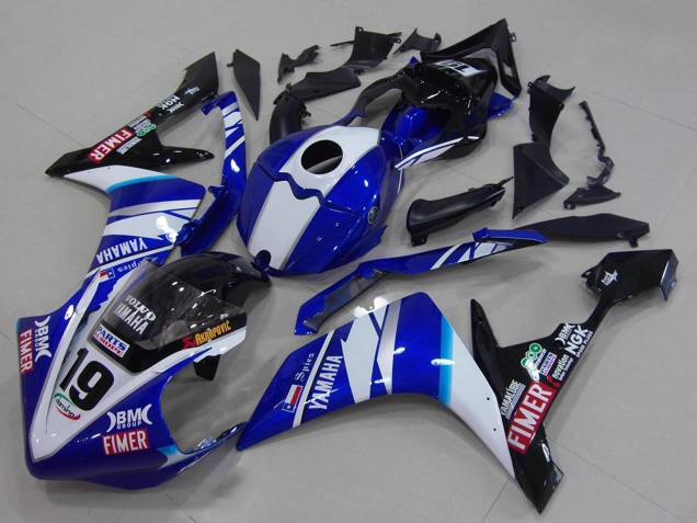 Billige Yamaha YZF R1 Motorrad Verkleidung 2007-2008 - Weiss Blau Schwarz Volvo Fimer