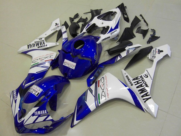 Billige Yamaha YZF R1 Motorrad Verkleidung 2007-2008 - Weiss Blau Becker Motul