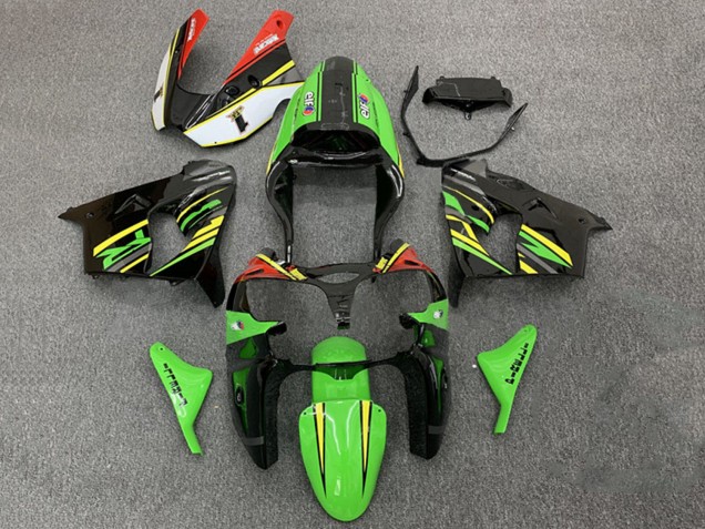Billige Kawasaki ZX9R Motorrad Verkleidung 2000-2001 - Grun Orange Schwarz