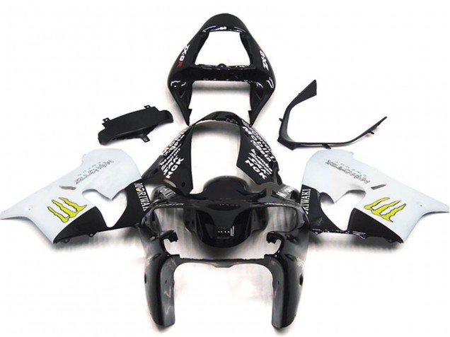 Billige Kawasaki ZX9R Motorrad Verkleidung 2002-2003 - Weiss Glanzendes Schwarz Gelb Monster