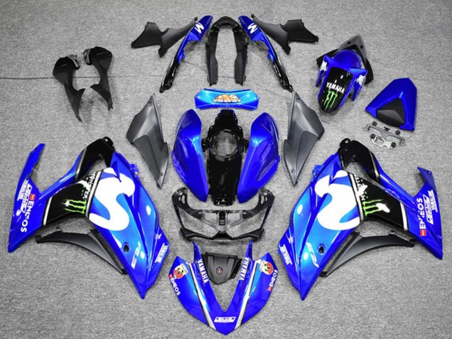Billige Yamaha YZF R3 Motorrad Verkleidung 2015-2018 - Blau Schwarz Grun Monster