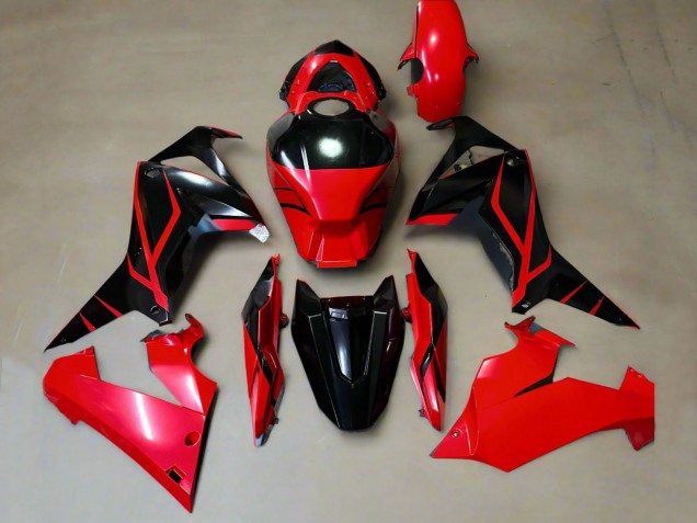 Billige Honda CBR650R Motorrad Verkleidung 2019-2020 - Rot Glanzendes Schwarz Streifen