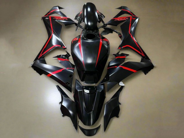 Billige Honda CBR650R Motorrad Verkleidung 2019-2020 - Glanzendes Schwarz Rot Streifen