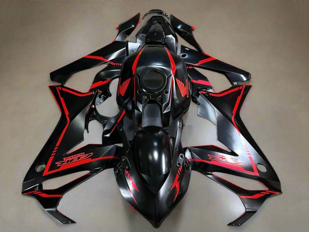 Billige Honda CBR650R Motorrad Verkleidung 2019-2020 - Glanzendes Schwarz Rot Streifen