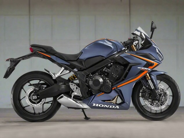 Billige Honda CBR650R Motorrad Verkleidung 2019-2020 - Glanzendes Dunkel Blau Orange Schwarz