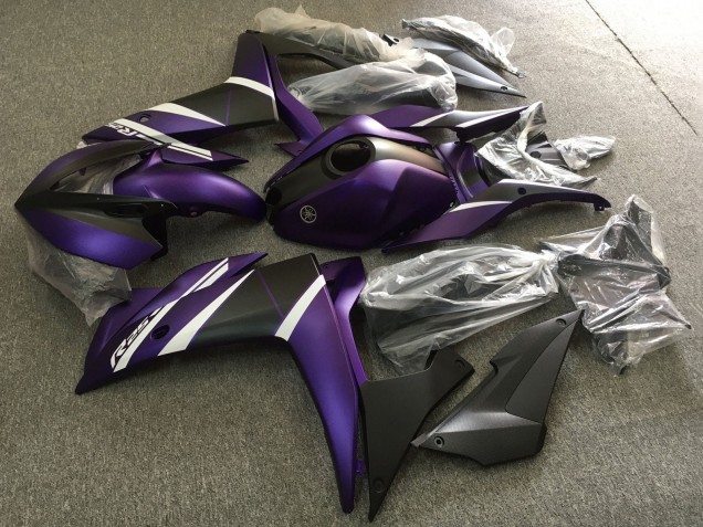 Billige Yamaha YZF R3/R25 Motorrad Verkleidung 2015-2018 - Weiss Lila Matt Schwarz