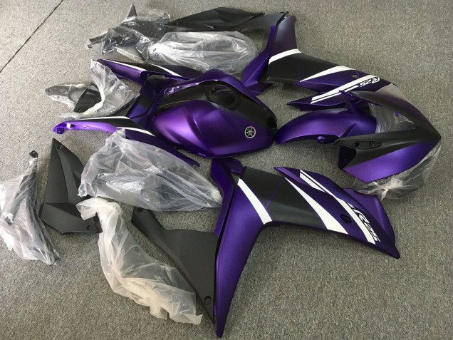 Billige Yamaha YZF R3/R25 Motorrad Verkleidung 2015-2018 - Weiss Lila Matt Schwarz