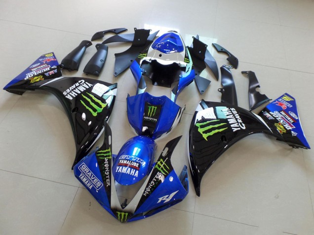 Billige Yamaha YZF R1 Motorrad Verkleidung 2009-2011 - Weiss Blau Schwarz Grun Monster Yamalube Graves