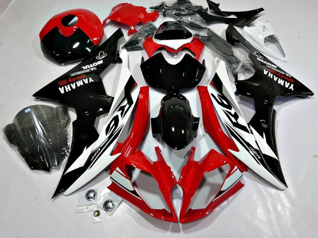 Billige Yamaha YZF 600 R6 Motorrad Verkleidung 2008-2016 - Weiss Rot Glanzendes Schwarz Motul Michelin