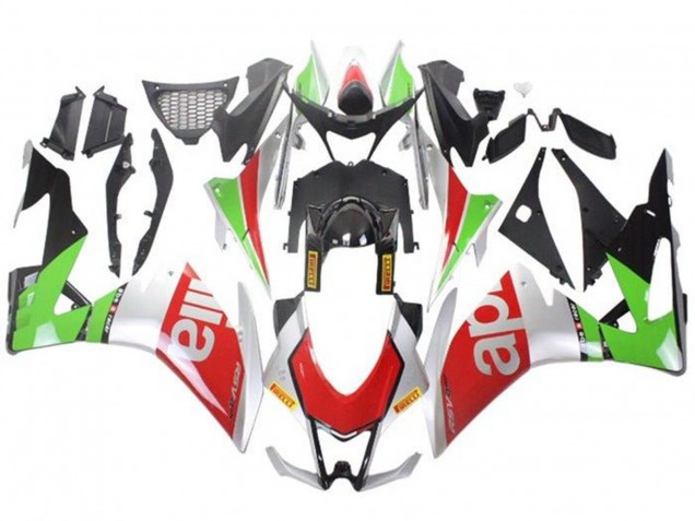Billige Aprilia RSV4 1000 Motorrad Verkleidung 2009-2015 - Silber Rot Grun