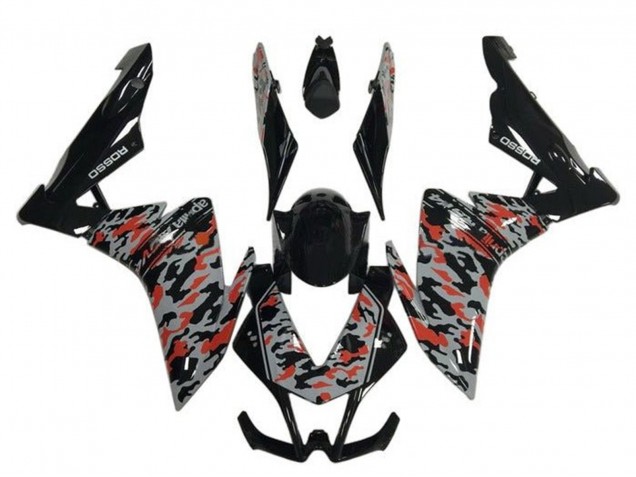 Billige Aprilia RSV4 1000 Motorrad Verkleidung 2009-2015 - Schwarz Grau Rot Camouflage