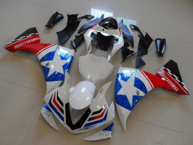 Billige Yamaha YZF R1 Motorrad Verkleidung 2009-2011 - Weiss Blau Rot Schwarz Ducati Stern Stil