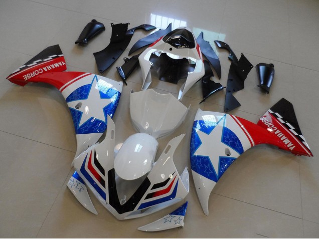Billige Yamaha YZF R1 Motorrad Verkleidung 2009-2011 - Weiss Blau Rot Schwarz Ducati Stern Stil