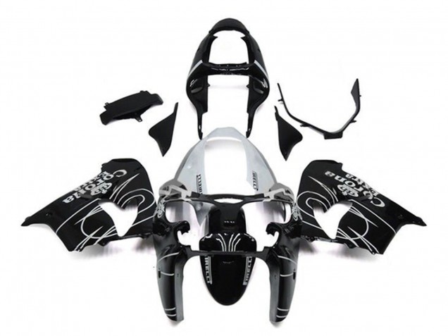 Billige Kawasaki ZX9R Motorrad Verkleidung 2002-2003 - Glanzendes Schwarz Weiss Corona Extra
