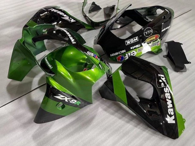 Billige Kawasaki ZX9R Motorrad Verkleidung 2002-2003 - Grun Schwarz Elf