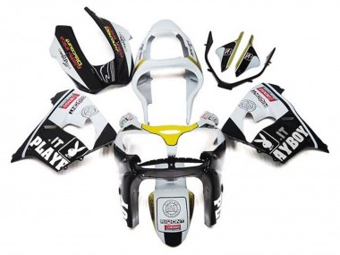 Billige Kawasaki ZX9R Motorrad Verkleidung 2002-2003 - Weiss Schwarz Gelb Playboy