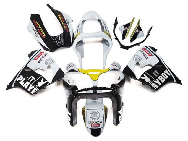 Billige Kawasaki ZX9R Motorrad Verkleidung 2002-2003 - Weiss Schwarz Gelb Playboy