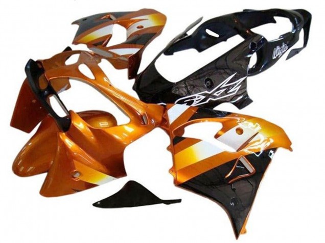 Billige Kawasaki ZX9R Motorrad Verkleidung 2002-2003 - Orange Schwarz Weiss
