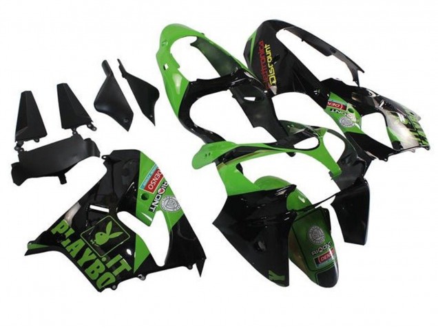 Billige Kawasaki ZX9R Motorrad Verkleidung 2002-2003 - Grun Schwarz Playboy
