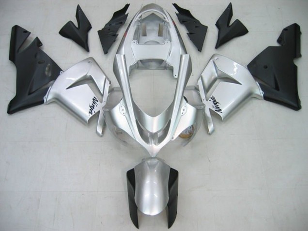 Billige Kawasaki ZX10R Motorrad Verkleidung 2004-2005 - Glanzendes Silber Matt Schwarz