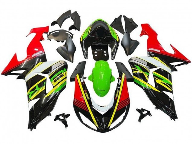 Billige Kawasaki ZX10R Motorrad Verkleidung 2006-2007 - Rot Grun Gelb Schwarz