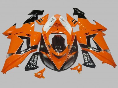 Billige Kawasaki ZX10R Motorrad Verkleidung 2006-2007 - Orange Weiss Schwarz Rennen Elf